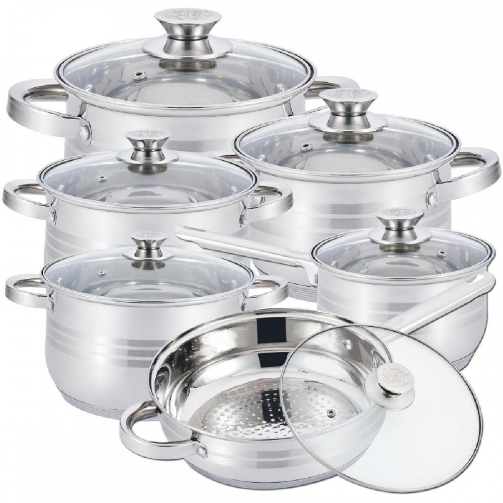 Herzberg 12 Pieces Stainless Steel Cookware Set (HG-1241) (HEZHG-1241)