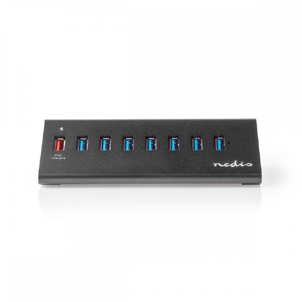 Nedis USB 3.0 Hub 8 Θυρών με σύνδεση USB-A & Θύρα Φόρτισης και Εξωτερική Παροχή Ρεύματος (UHUBUP3810BK) (NEDUHUBUP3810BK)