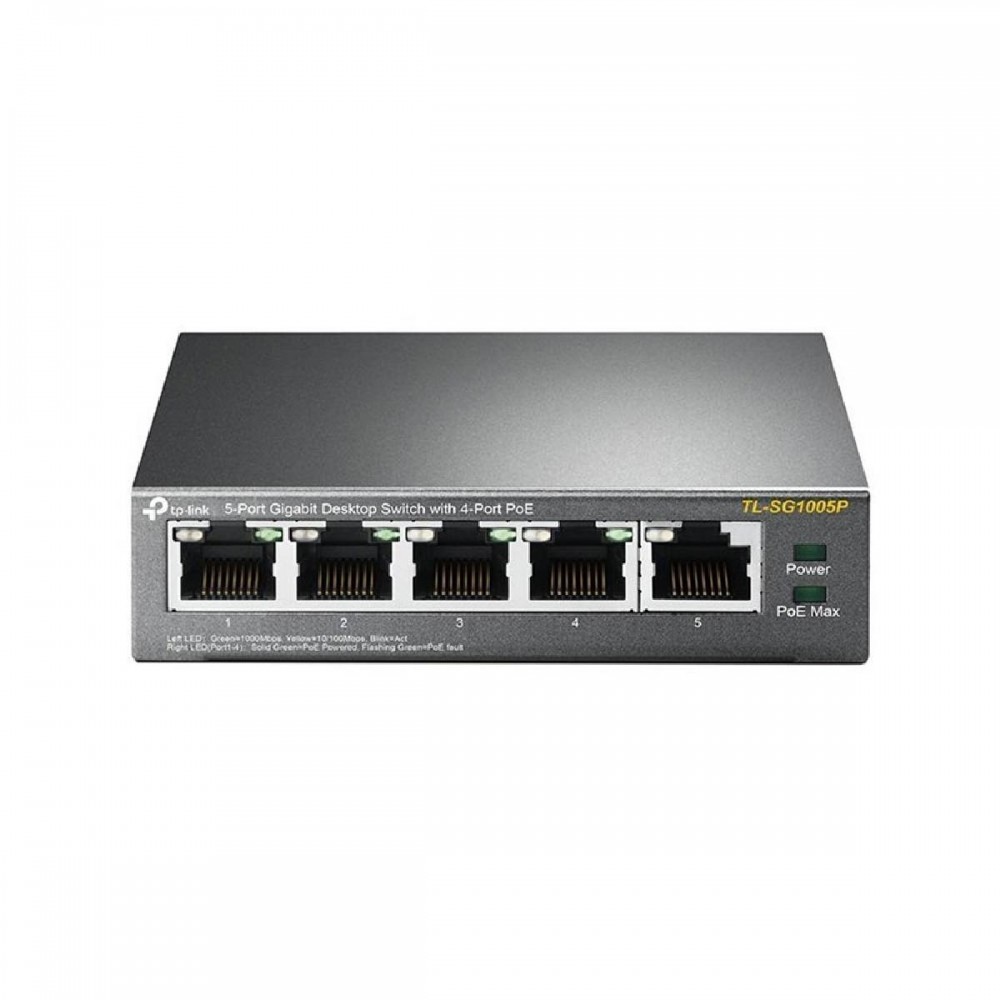 TP-LINK 5-Port Gigabit Desktop Switch with 4-Port PoE V2 (TL-SG1005P) (TPTL-SG1005P)