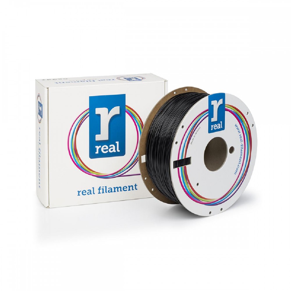 REAL PETG 3D Printer Filament - Black - Spool of 3Kg - 1.75mm (REALPETGBLACK3KG)