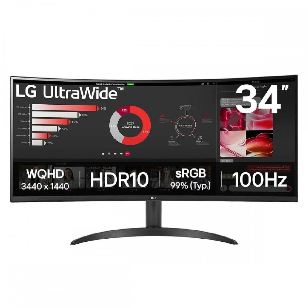 LG 34WR50QK-B Ultrawide VA HDR Curved Monitor 34