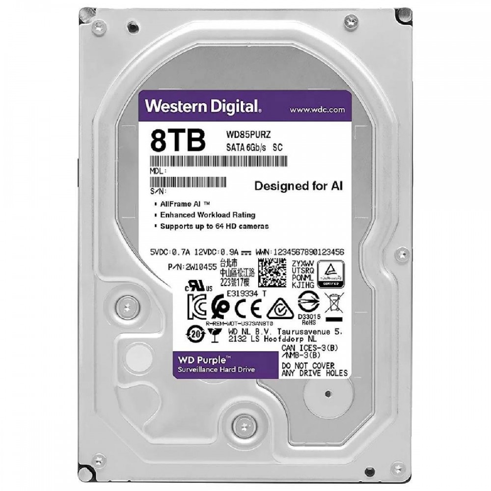 WesternDigital Purple 3.5'' 8TB SATA/600 5640RPM 256MB cache (WD85PURZ)