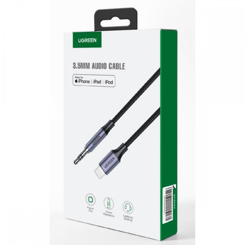 Cable UGREEN i6 MFI to 3.5/M US315 Black 1m 70509