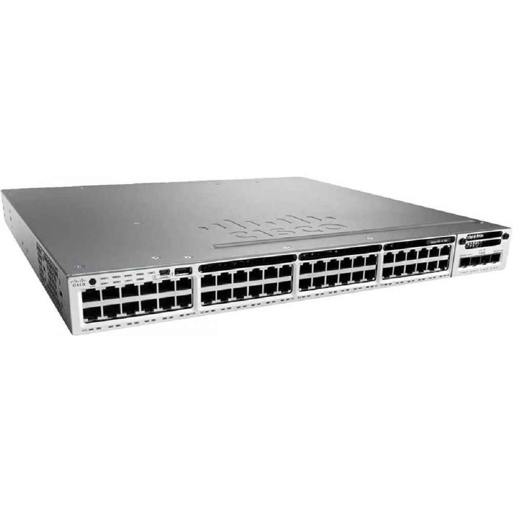 SWITCH CISCO WS-C3850-48F-L 48-Ports Gigabit POE+ C3850-NM-4-10G, 1xPSU (PWR-C1-1100WAC) w/ Rkmnts