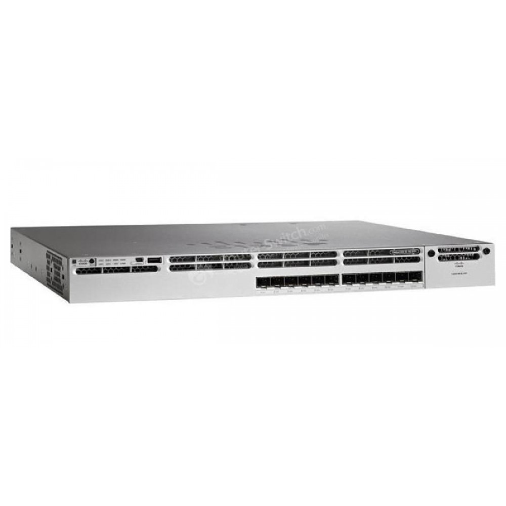 SWITCH CISCO WS-C3850-12S-S - (12) 1G SFP 1x PSU 350W (P/N: PWR-C1-350WAC) w/ Rkmnts