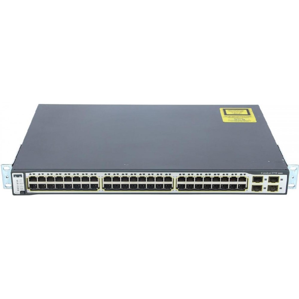 SWITCH CISCO CATALYST 3750X 48-Ports Gigabit POE+ /w 1x PSU (P/N: C3KX-PWR-1100WAC), C3KX-NM-10G w/ Rkmnts